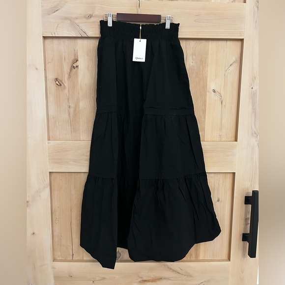 Quince Dresses & Skirts - NWT! Quince Women’s Organic Cotton Poplin Tiered Maxi Skirt, Black.  Size Small.